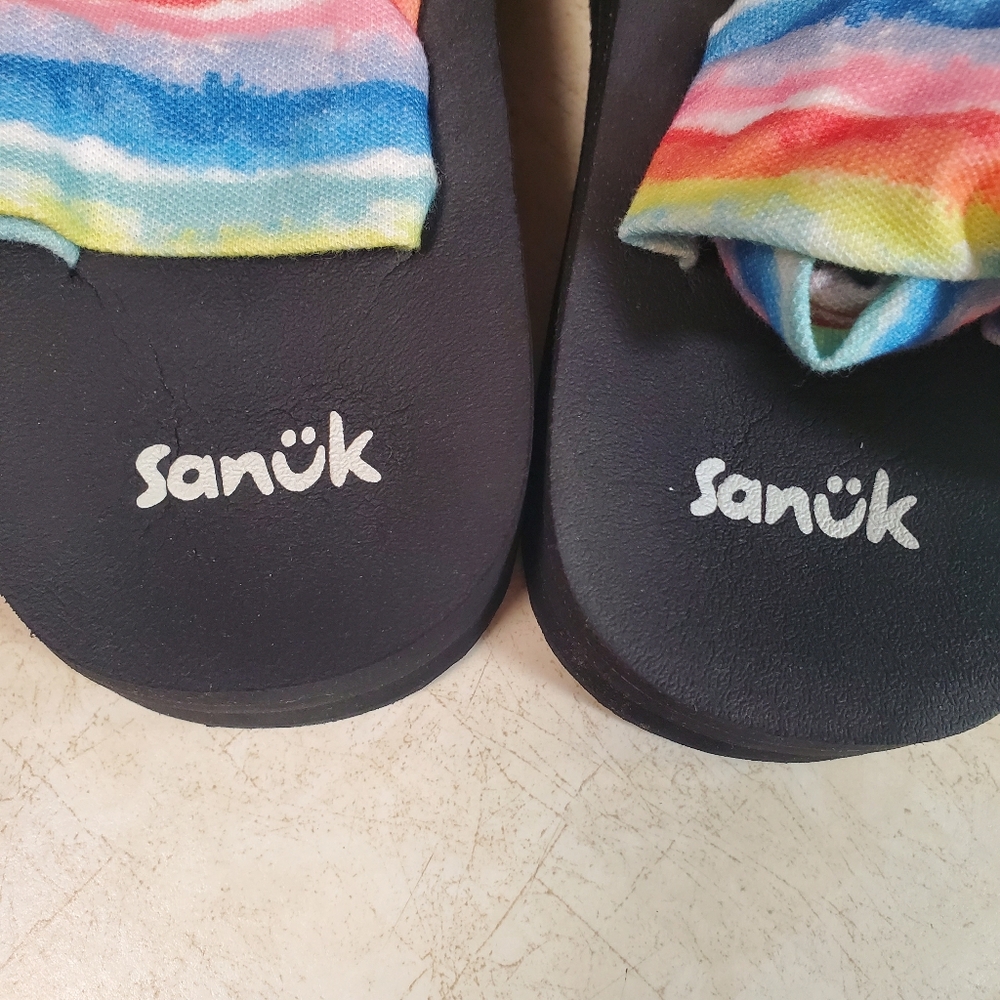 Sanuk Sling Platform Sandal Rainbow Size 9 NEW Tie Dye - Picture 4 of 12